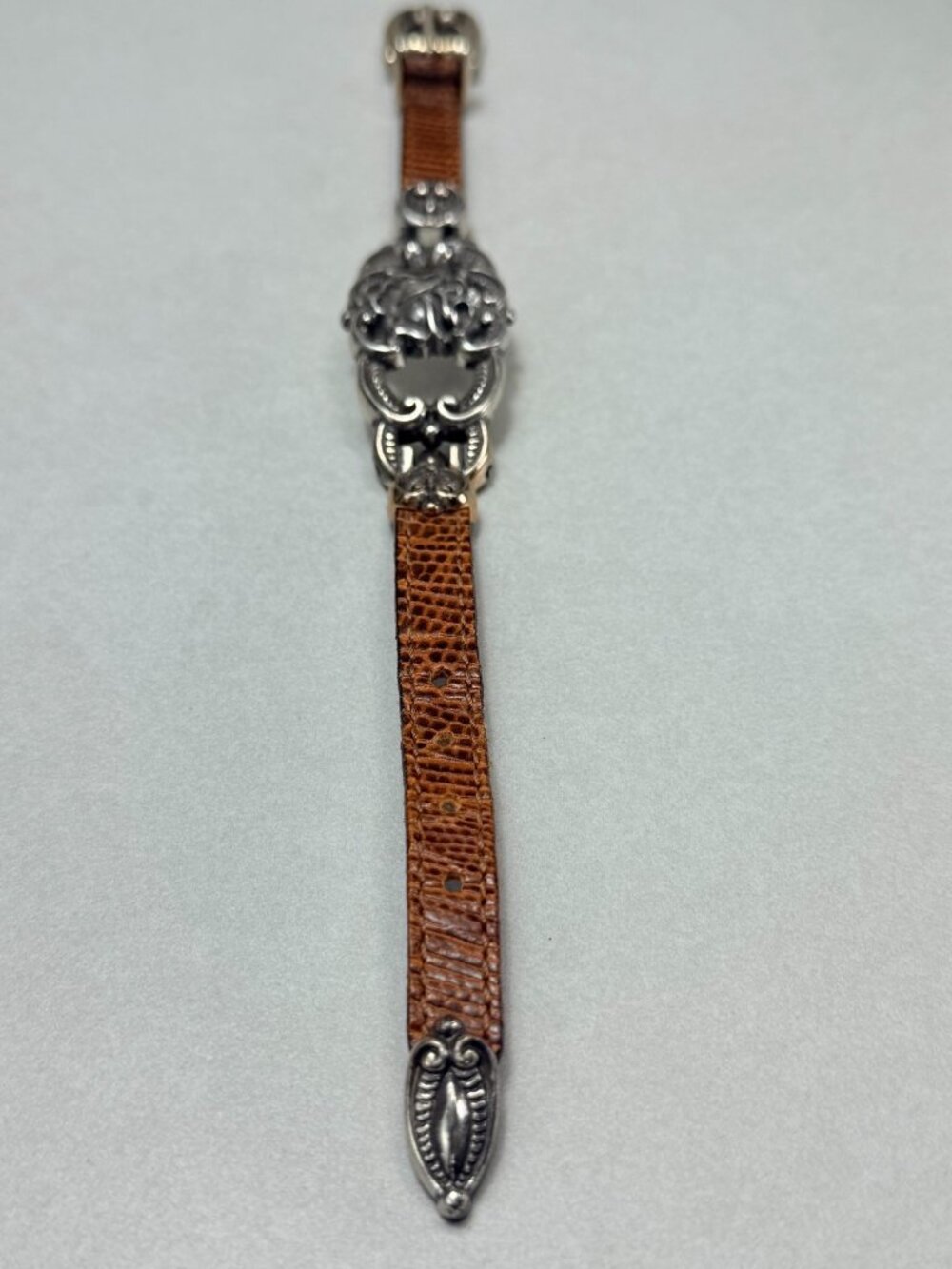 Brown Leather & Silver Vintage Brighton Bracelet 90's Western Style Size 8.5 - Picture 3 of 9